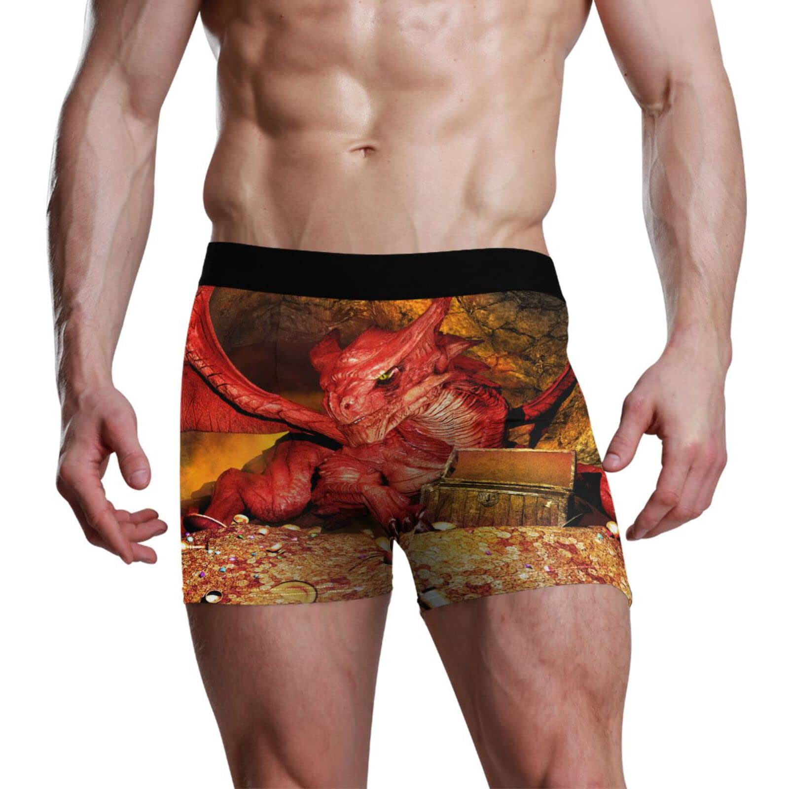 YOUJUNER Red Dragon Fantasy Men's Trunk Boxers Shorts Briefs Pants Underwear Underpants Boxershorts for Men