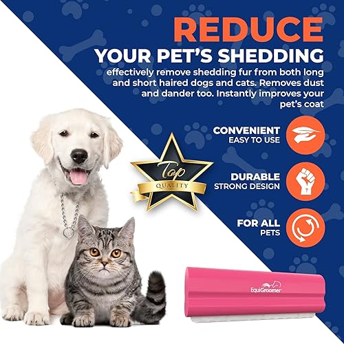 Miniatura 5 de EasyGroomer - Cepillo para quitar pelos para perros y gatos, color rosa, herramienta de capa interior para mascotas grandes y pequeñas, peine que