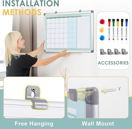 Miniatura 6 de MAKELLO Calendario de borrado en seco para pared, calendario de pizarra blanca grande con el próximo mes para oficina, familia, cocina y dormitorio,