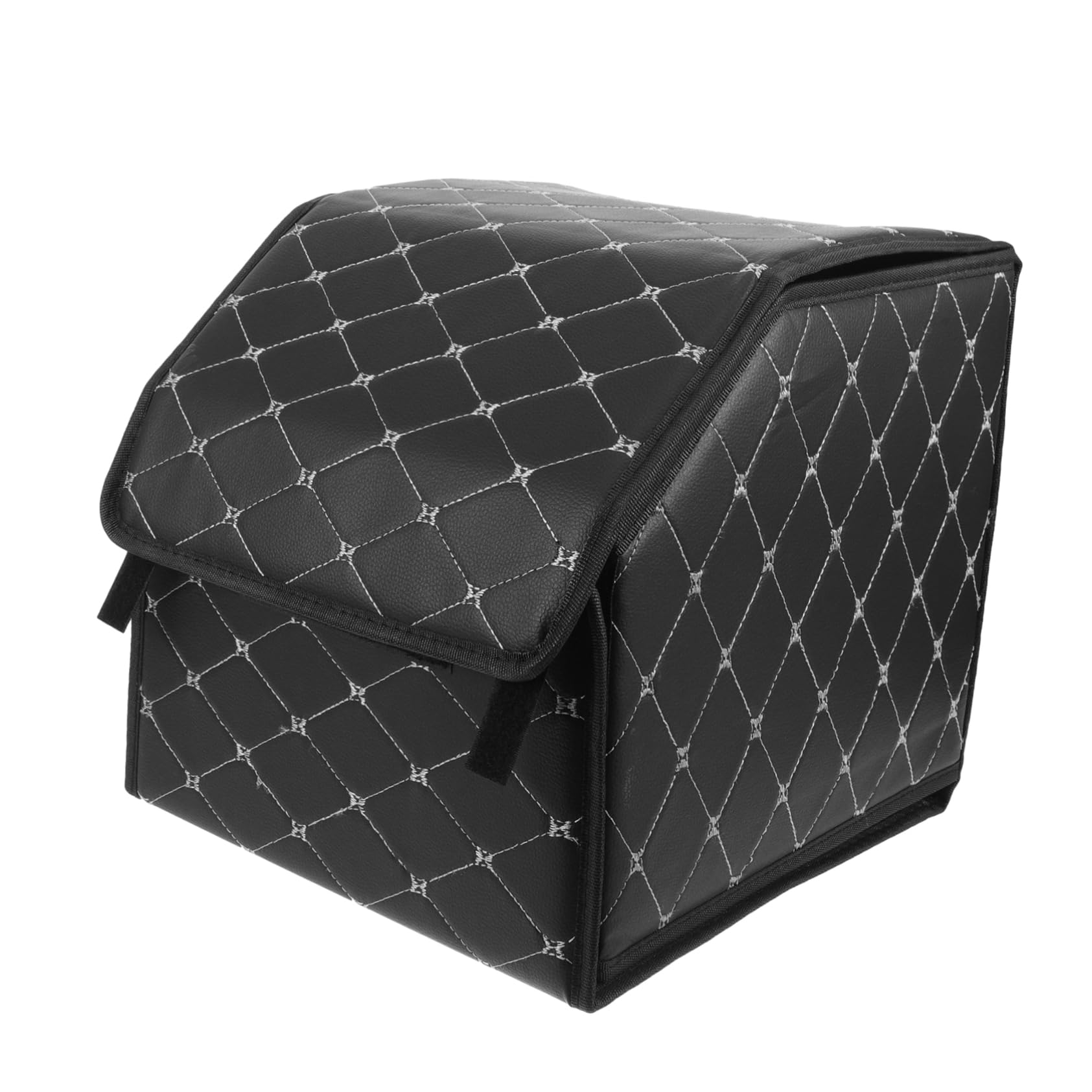 Organizzatore per Bagagliaio Auto in Cuoio Nero, Pieghevole e Facile da Pulire, per Auto o Casa, Scatola Portaoggetti Multiuso per Ordine e Spazio
