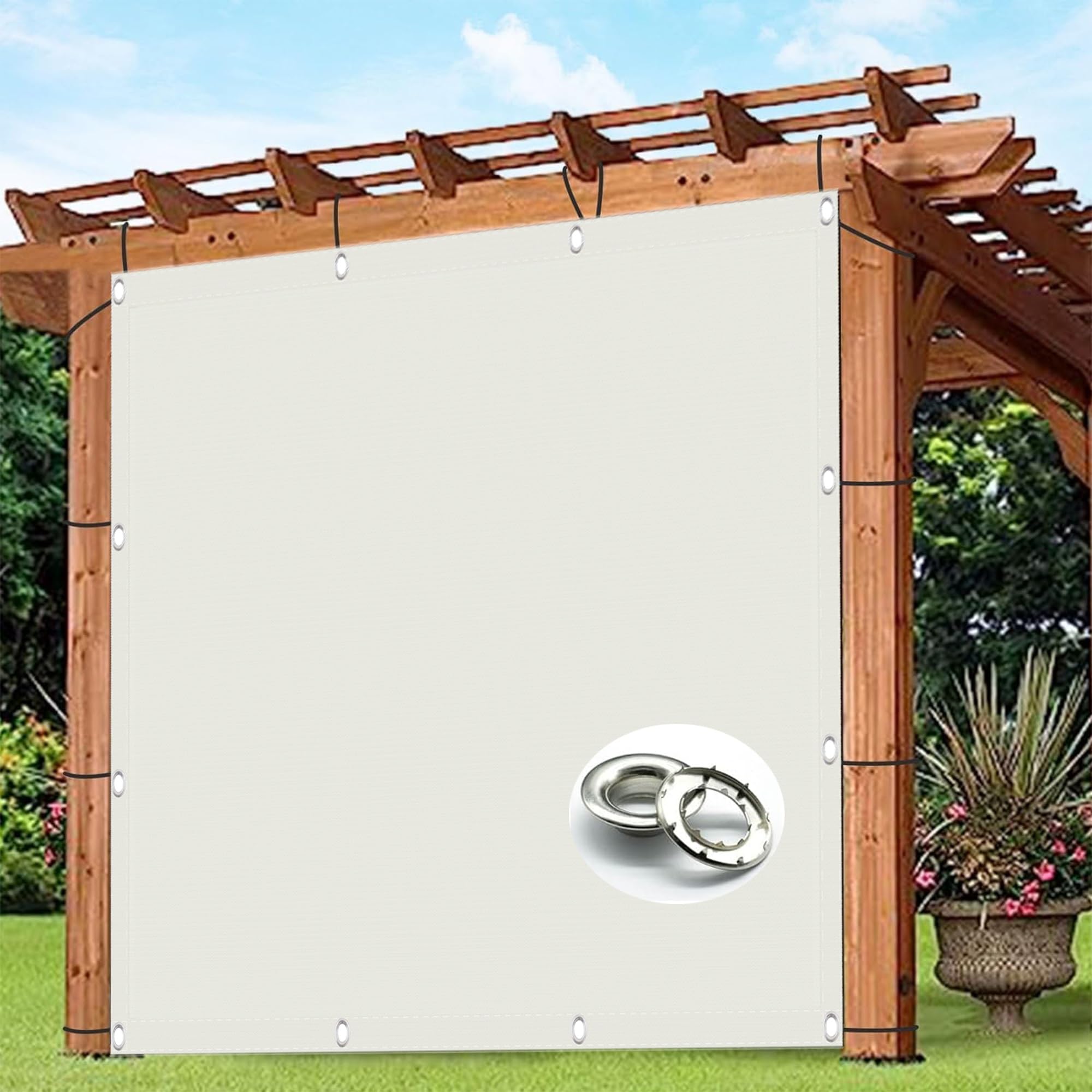 GLDYTVF Large 3.5m x 5.5m Rectangle Shade Sail for Patio Yard Lawn Party 95% Weather Resistant Durable and Windproof Garden Shelter in Warm White Includes Free Rope