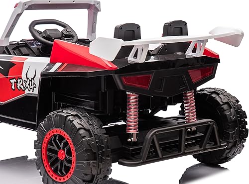 Miniatura 9 de Vehículo de juguete de 24 V para niños grandes, 2WD 4 ruedas eléctrico todoterreno UTV camiones con 2 plazas, luces LED y control remoto para padres