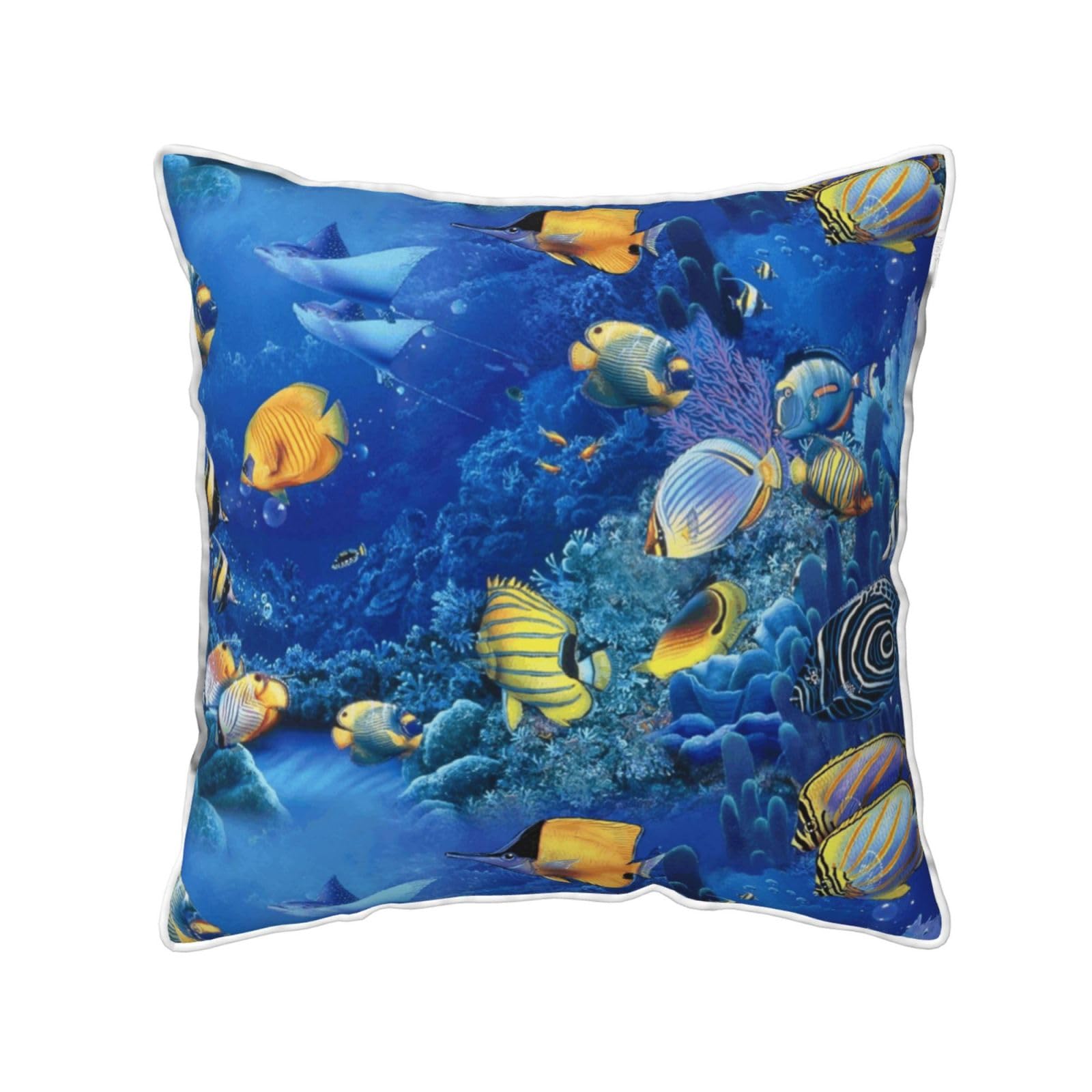 FZGGWYHL Tropical Fishes printed Velvet Throw Pillow Cover Pillowcase