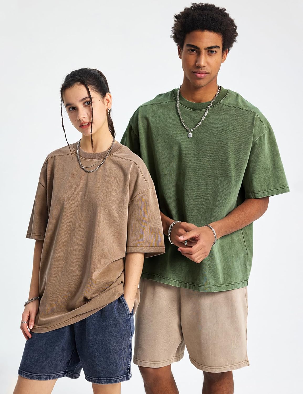 Gihuo 4 Pack Oversized Tshirts for Men Acid Wash T-Shirts Vintage Heavyweight Shirt Cotton Tees - Image 5