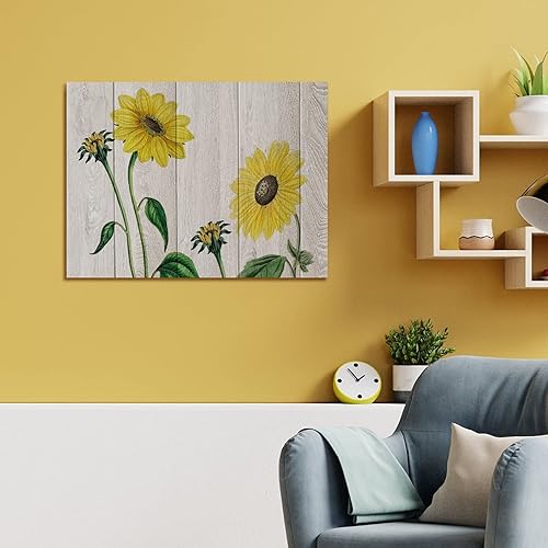 Miniatura 8 de Letrero de madera con diseño de girasoles de grano de madera, pintura al óleo envejecida floral, letreros de madera de granja de otoño, girasoles,