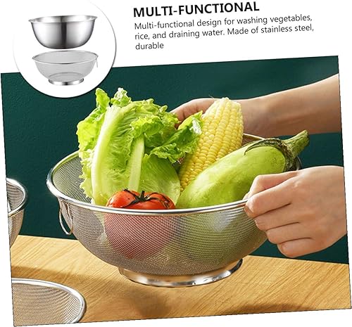 Miniatura 3 de GLEAVI Juego de colador y cuenco de cocina de acero inoxidable, colador de alimentos, escurridor de cesta de malla para verduras, frutas, lavado y