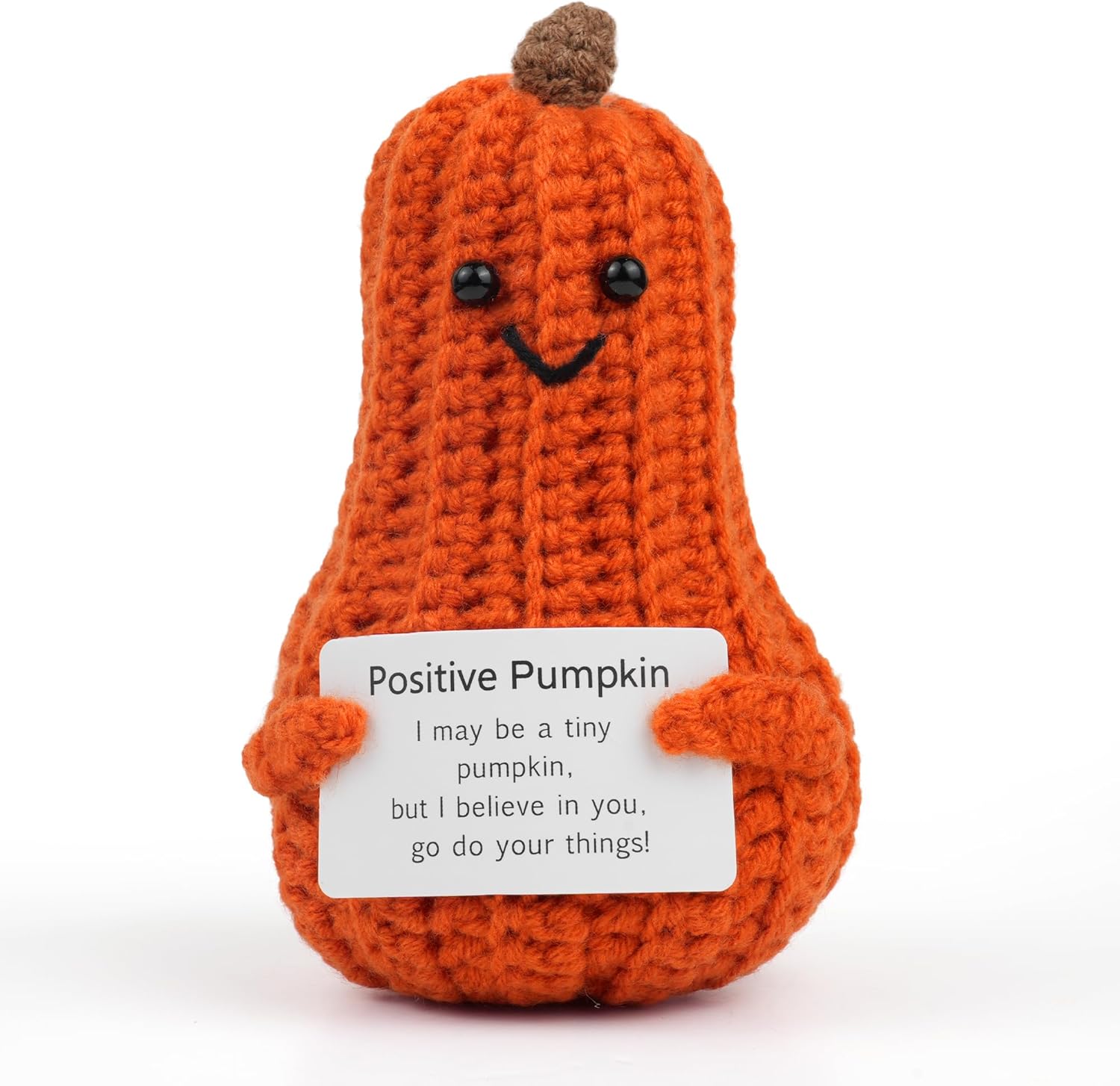 KatchOn, Positive Pumpkin Crochet Gift | Christmas Stocking Stuffers, Cute Crochet Pumpkin for Emotional Support, New Years Gifts | Office Desk Accessories, for Women, Family & Friends