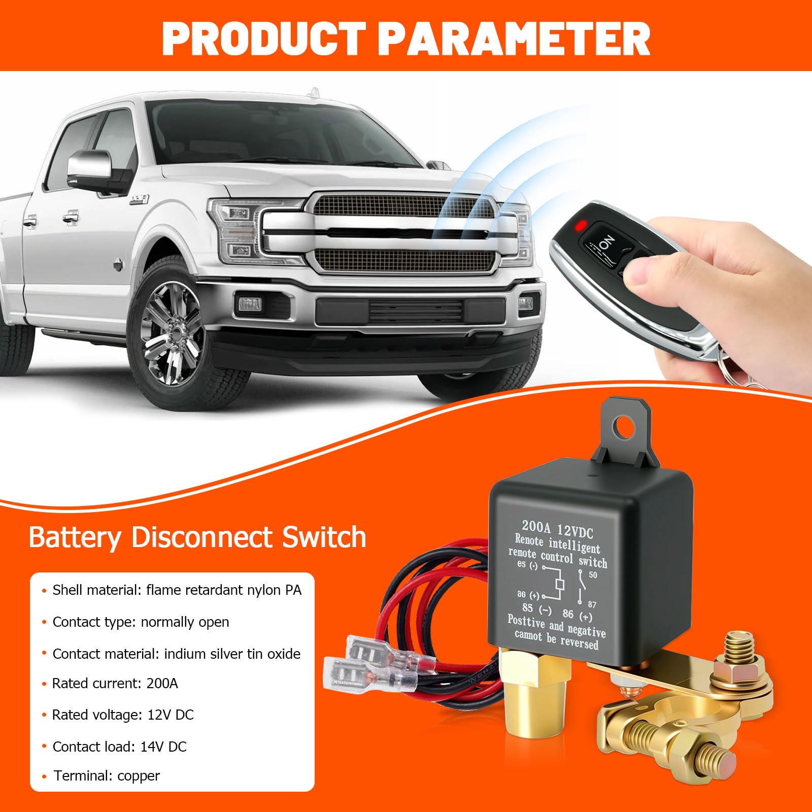 Interruttore di batteria da 12 V con telecomando, interruttore di batteria 12 V 200 A con 2 pali in ottone, 2 terminali di batteria, 2 telecomandi per moto, auto, roulotte abitacola, barca, yacht