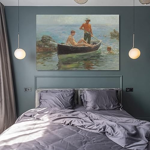 Miniatura 8 de Henry Scott Tuke - Póster de 1913 con texto en inglés "The Orange Jersey", pintura decorativa en lienzo para pared, para sala de estar, dormitorio,