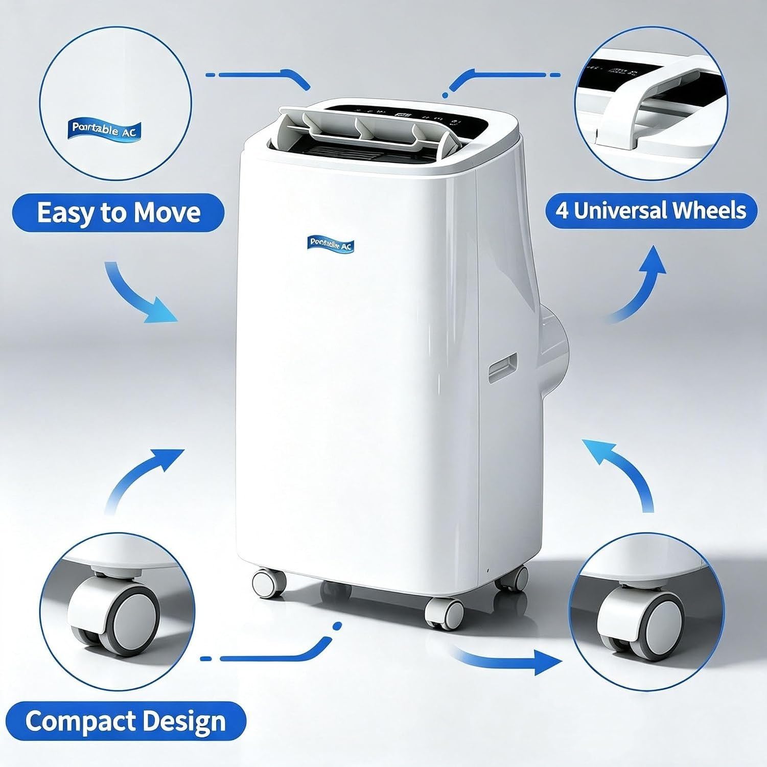 Aire Acondicionado Portátil 14000 BTU Frío y Calor 2 en 1, Enfriador y Calefactor Móvil sin Instalación con Ruedas, Equipo de Climatización para Salón,, B+Hot & Cold 14000 BTU, B+Hot & Cold 14000 BTU