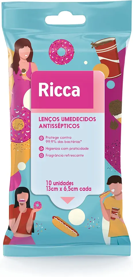 RICCA LENÇOS ANTISSEPTICOS AZUL 10 PCS