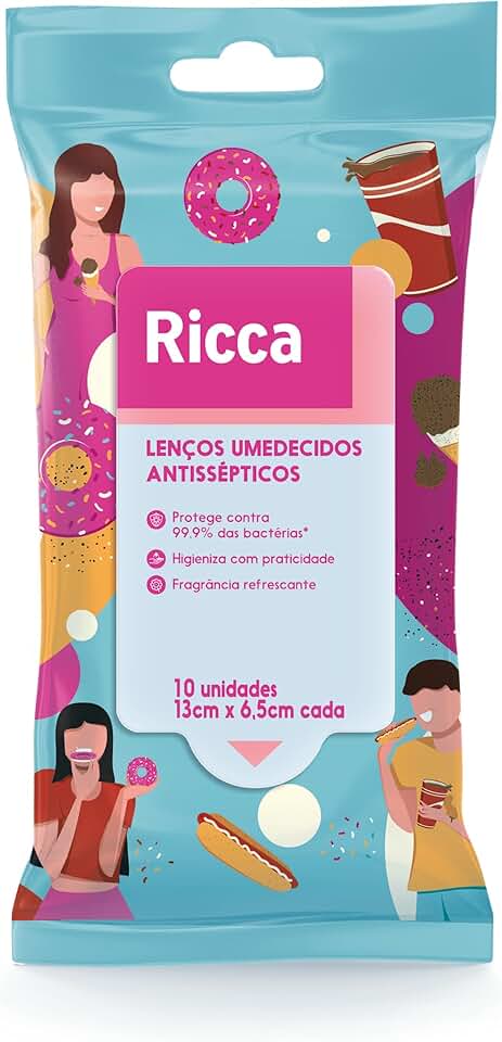 RICCA LENÇOS ANTISSEPTICOS AZUL 10 PCS