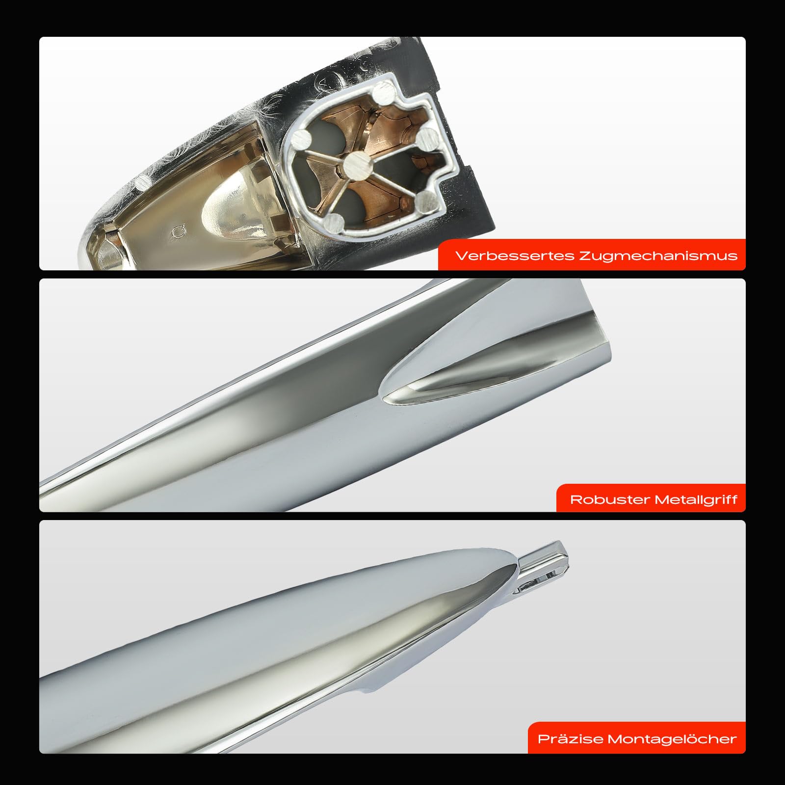 Frankberg 2x Maniglia dell'auto Maniglia Apriporta dell'auto Esterno Anteriore sinistro Destro Plastica Argento Cromata Compatibile con Ypsilon 843 Compatto 2003-2011 Replace# 735409024