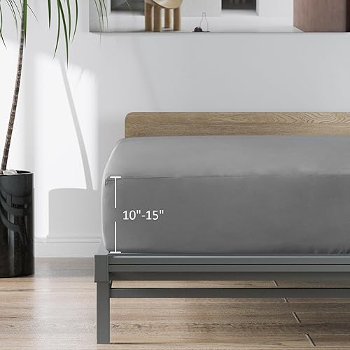 Miniatura 4 de Paquete de 2 sábanas bajeras tamaño individual, colchón de hasta 15 pulgadas de profundidad, ultra suaves y transpirables, sábanas bajeras