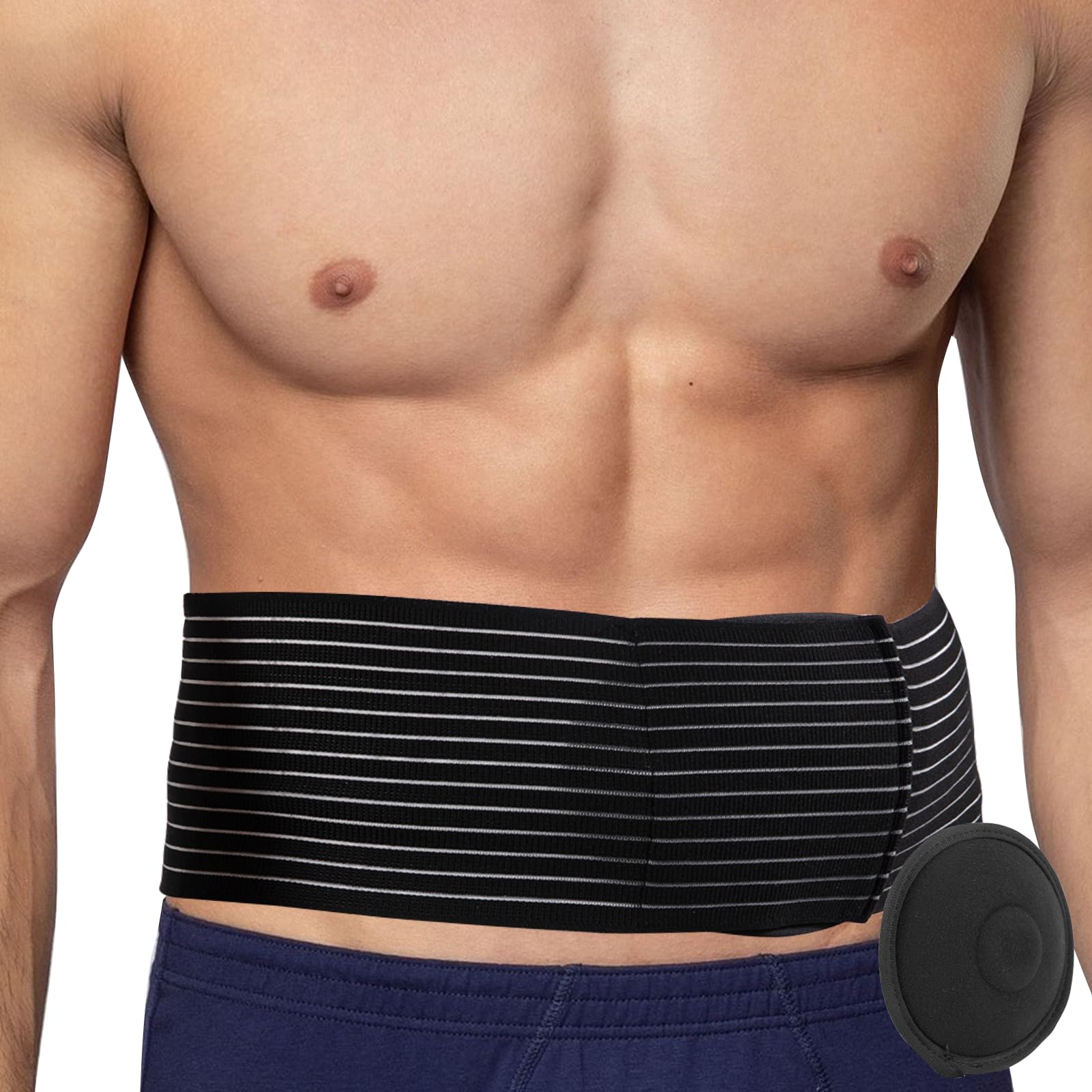 1 PCS Nabelbruchbandage Herren und Damen (L) | Bauchgurt nach OP mit 2 Kompressionskissen, Bauchbandage für Hernie, geeignet für Nabel, Inzisional, Epigastric, Ventral