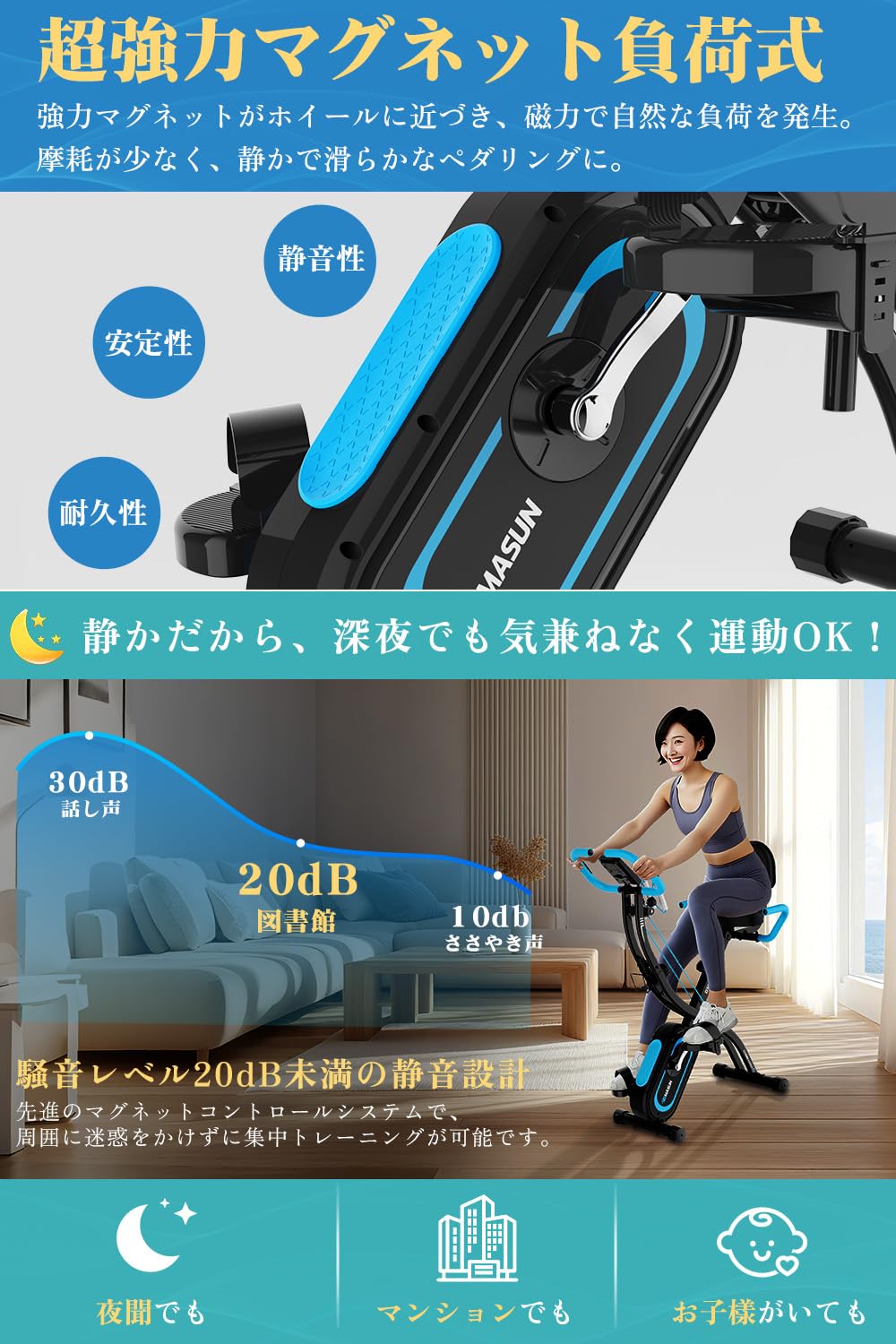 Amazon.co.jp: 【DMASUN】エアロバイク フィットネスバイク