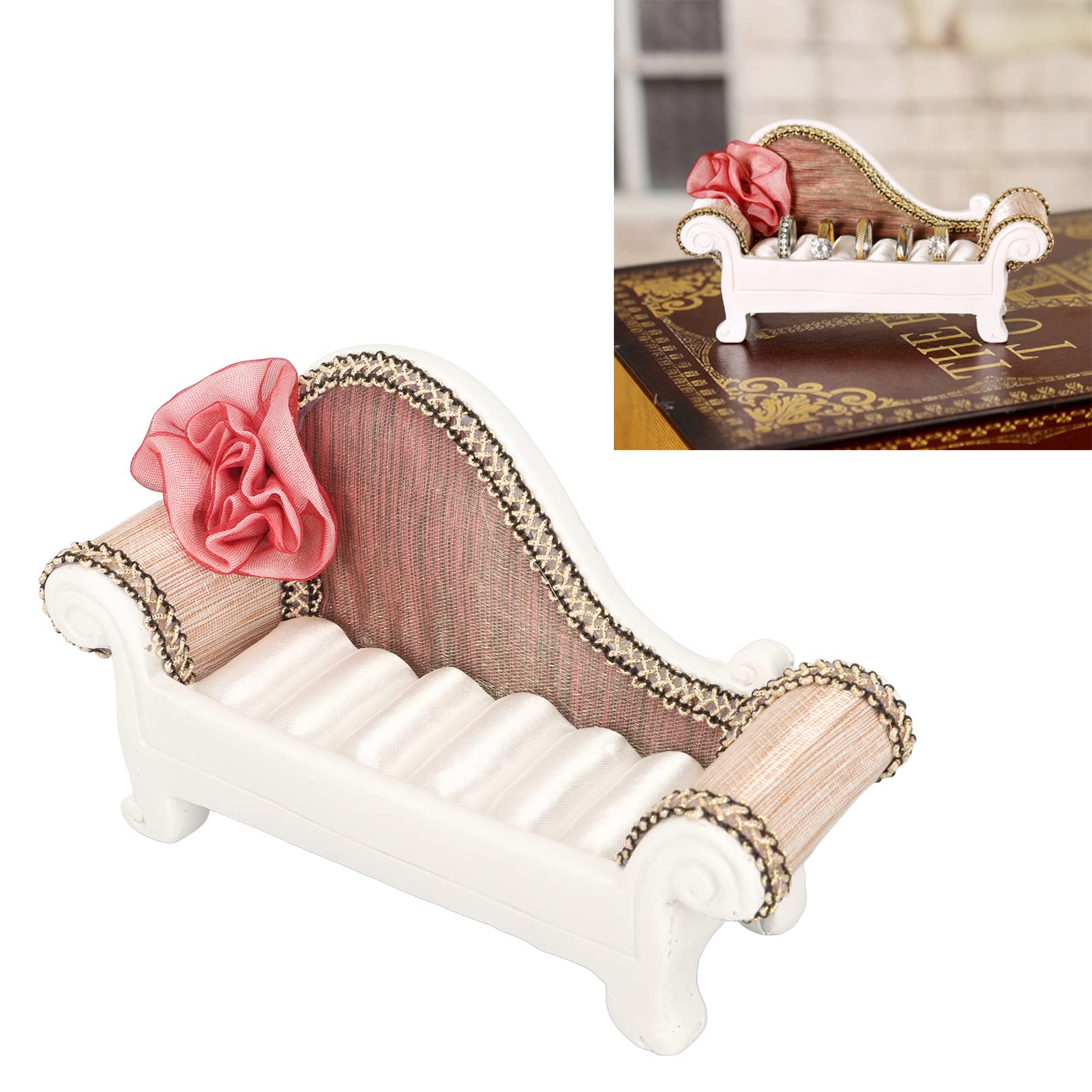 Estante para joyas, soporte para anillos de moda, estante para anillos con forma de sofá, organizador de aretes, estante para almacenamiento de joyas, estuche para anillos, soporte de exhibición
