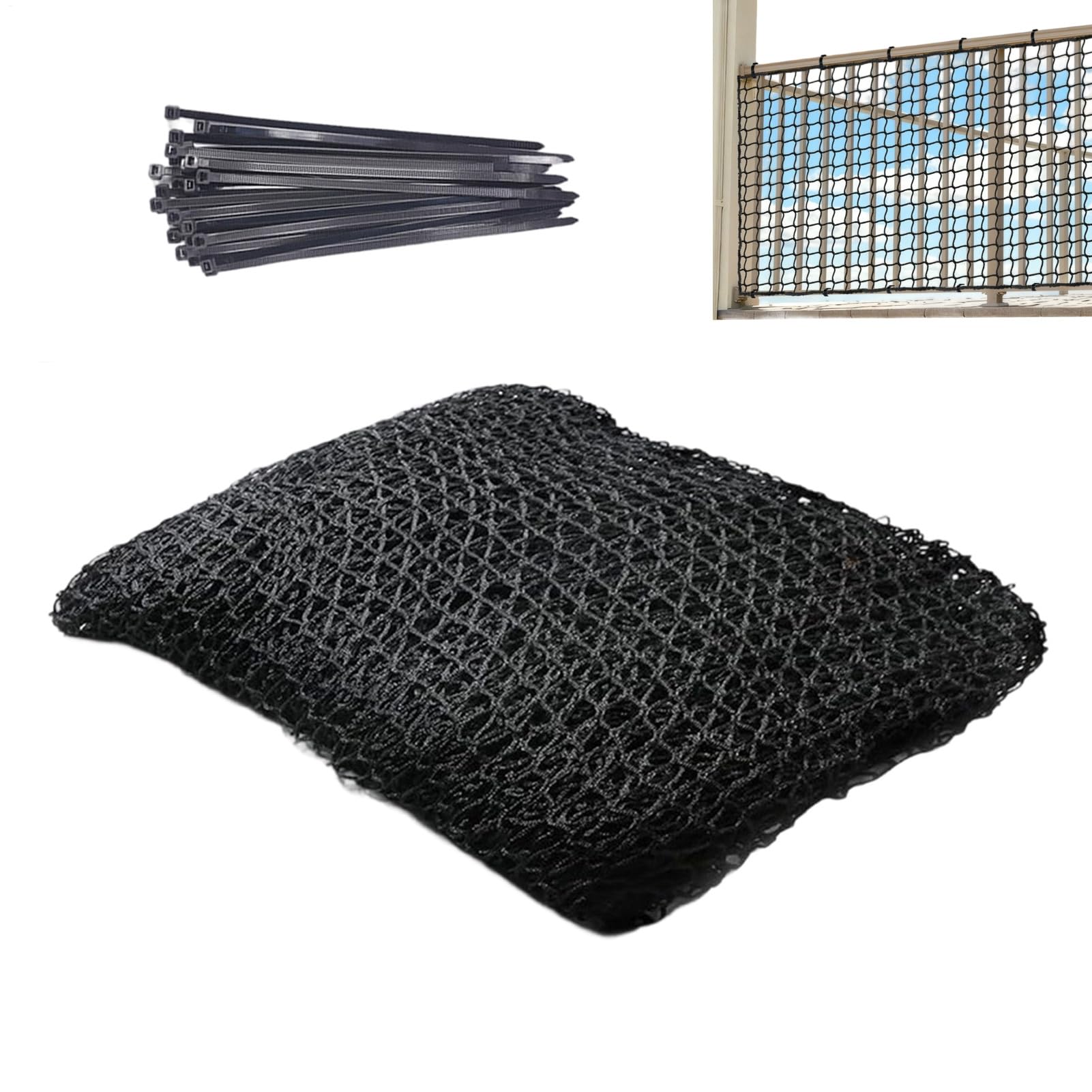 Malla Protectora para Balcón Barrera de Malla para Barandilla | Red para Béisbol para Niños, Mascotas, Barandillas de Balcón, Apartamentos, Escaleras, Parques Infantiles,