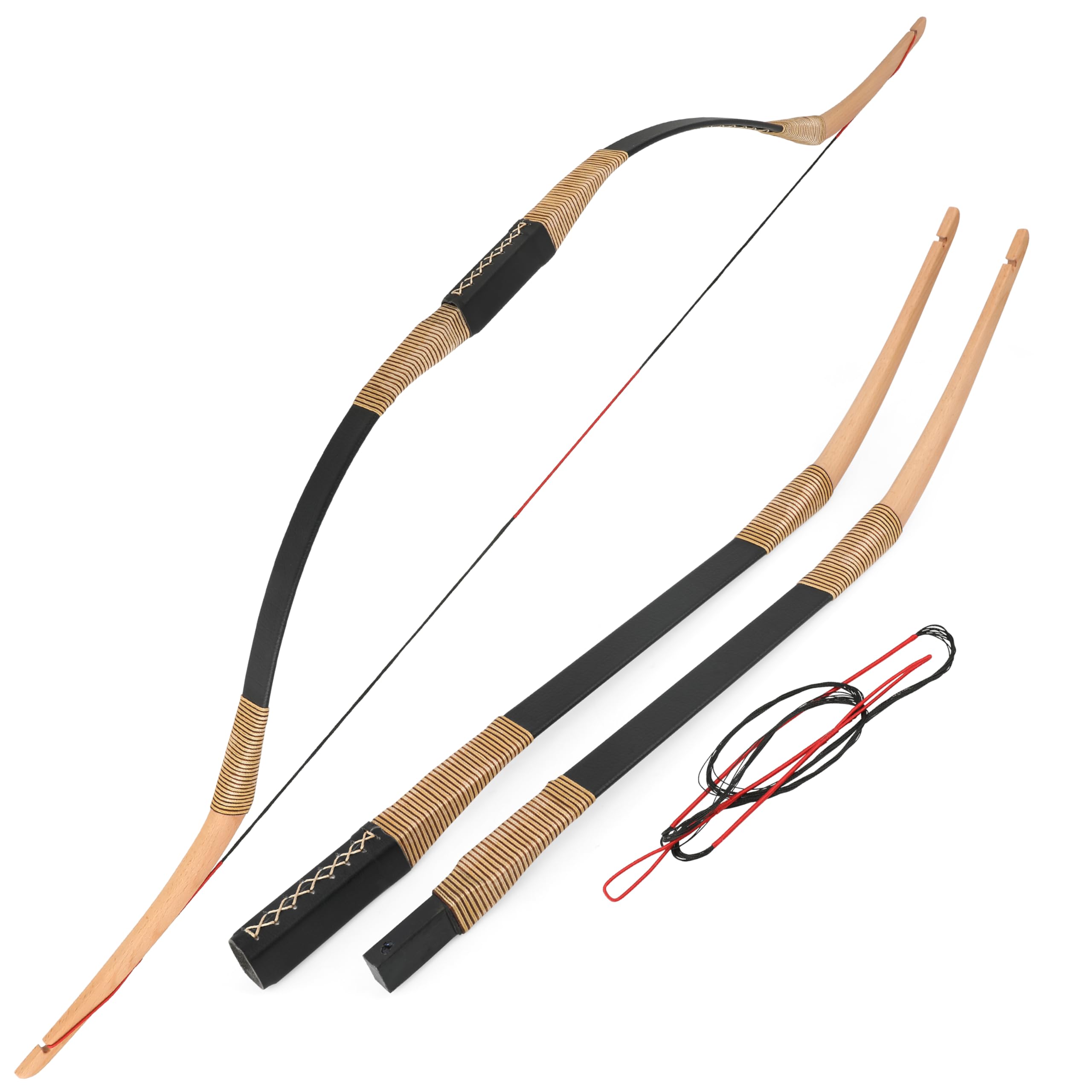 Bogenschießen Traditioneller Langbogen 20-35LBS Handgefertigter Holzbogen Jagd Recurvebogen Mongolischer Bogen Reitbogen Sportbogen Erwachsene