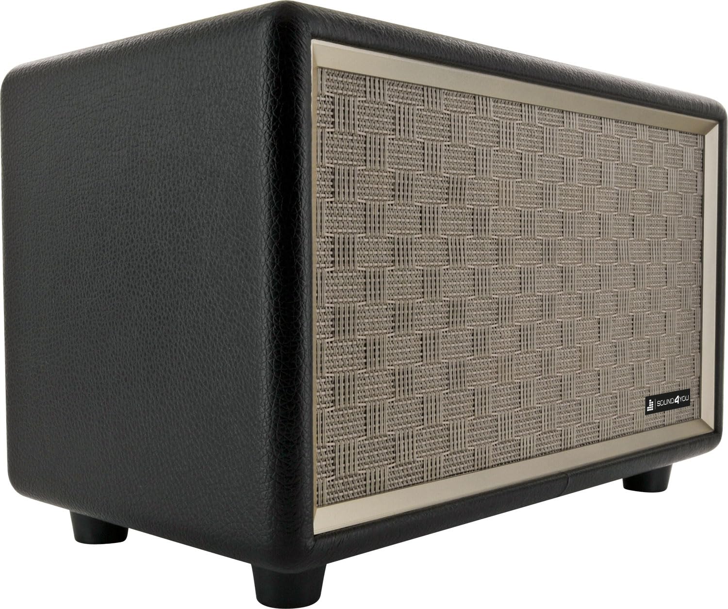 SCHWAIGER 661705 Enceinte Bluetooth rétro Enceinte Vintage Aspect Cuir Boîtier Bois Batterie HiFi Boîte à Musique INCL. câble Jack Câble Micro-USB Noir