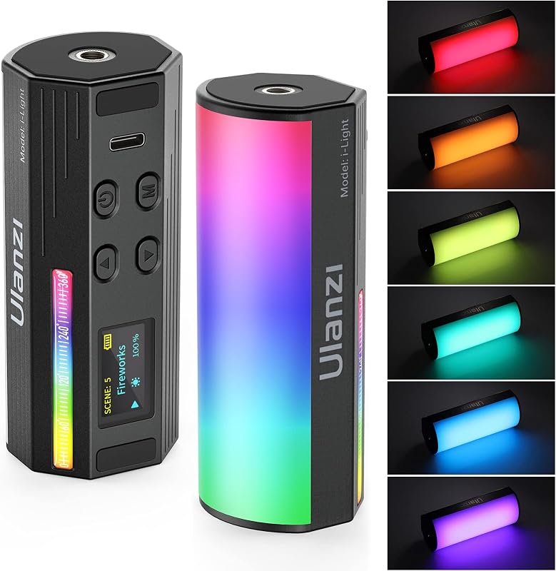 RGB Light Wand, 360° Full Color Magnetic Mini Light Stick for Video Photography, 2500-9000K 2000mAh Rechargeable Handheld LED Light Tube for Painting Vlog TikTok YouTube