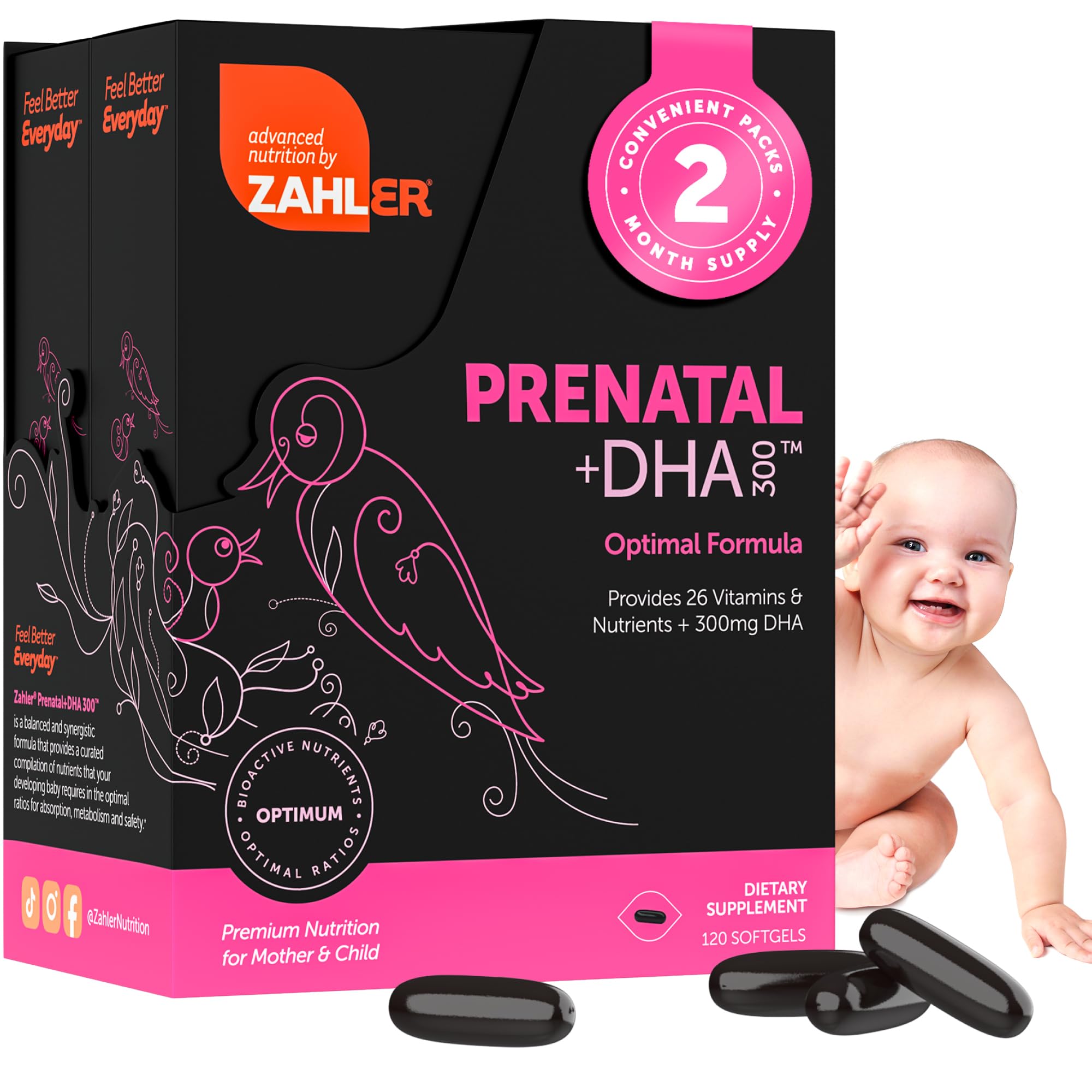 Prenatal Vitamin with DHA & Folate - DHA Supplements & Prenatal Multivitamin for Mother and Child - Kosher Prenatal DHA Prenatal Vitamins with Iron, Pre Natal Softgels (120 Count (Pack of 1))