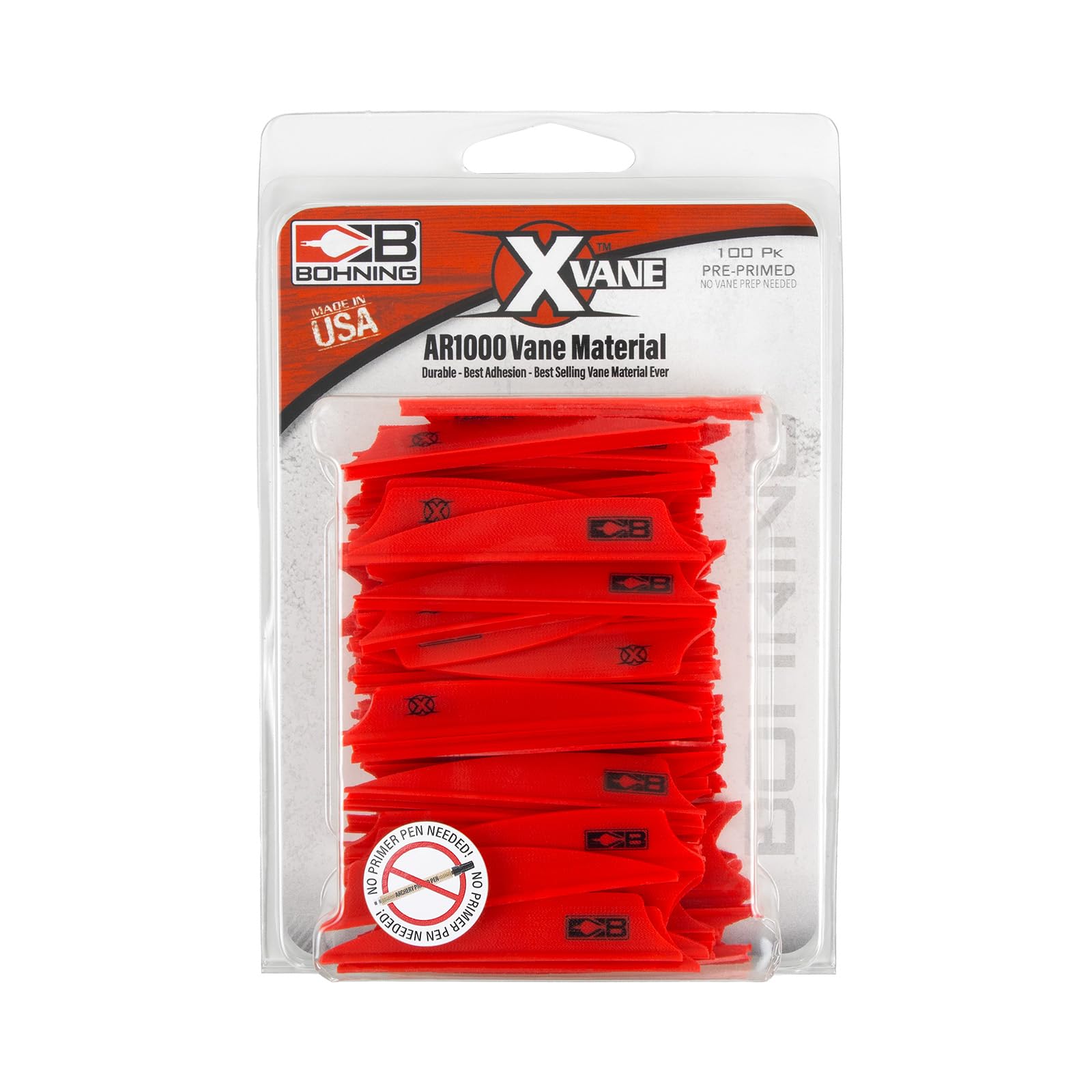 Bohning 2.25-Inch Shield Cut X-Vanes (100-Pack), Neon Red