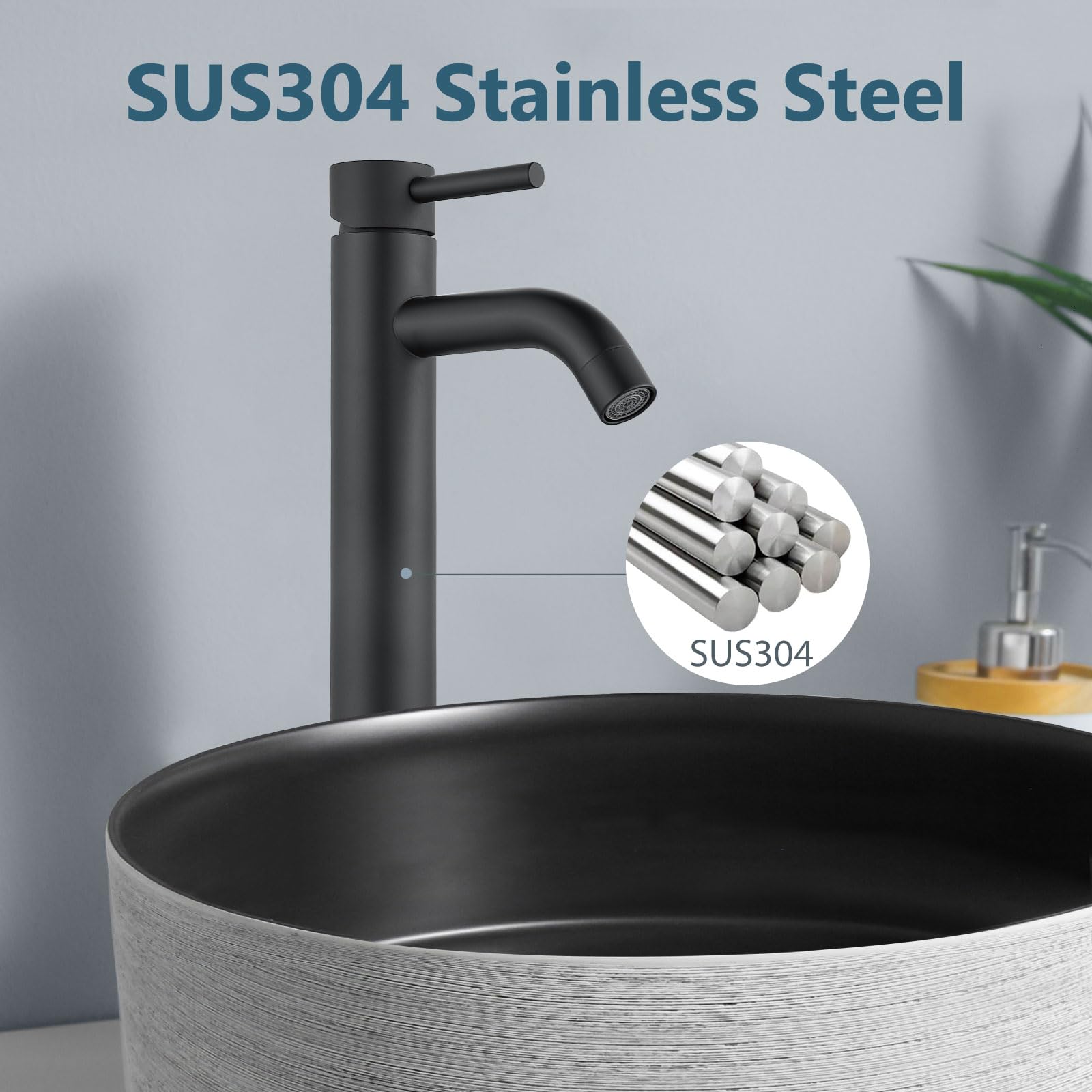 Snapklik.com : Aolemi Matte Black Vessel Sink Faucet Bathroom Faucet
