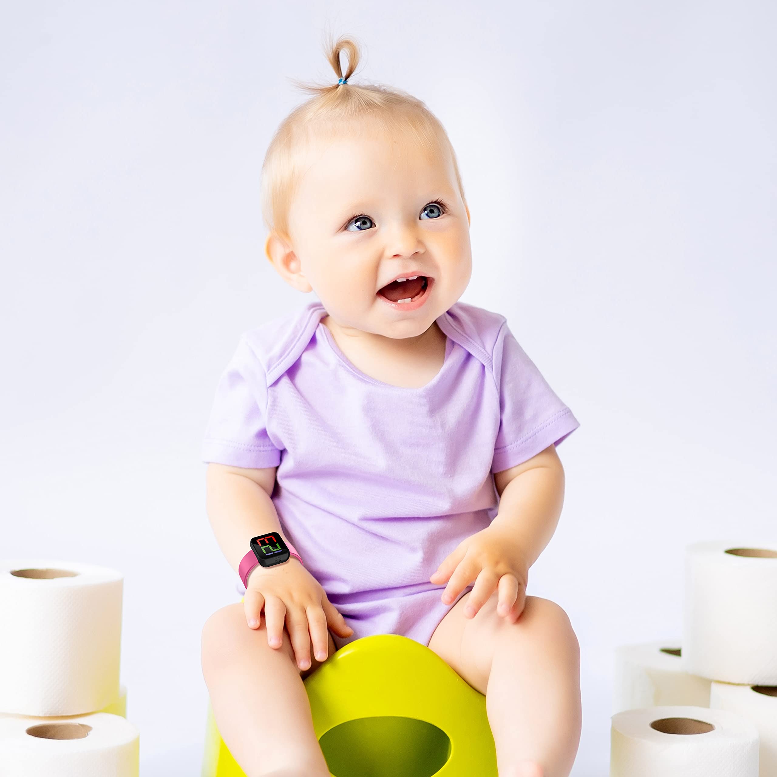 ABC123 Töpfchentrainingsuhr 3 (2023 Edition) – Baby-Erinnerung, wasserdichter Timer für Toilettentraining, Kinder und Kleinkinder mit kabellosem Laden (Rosa)