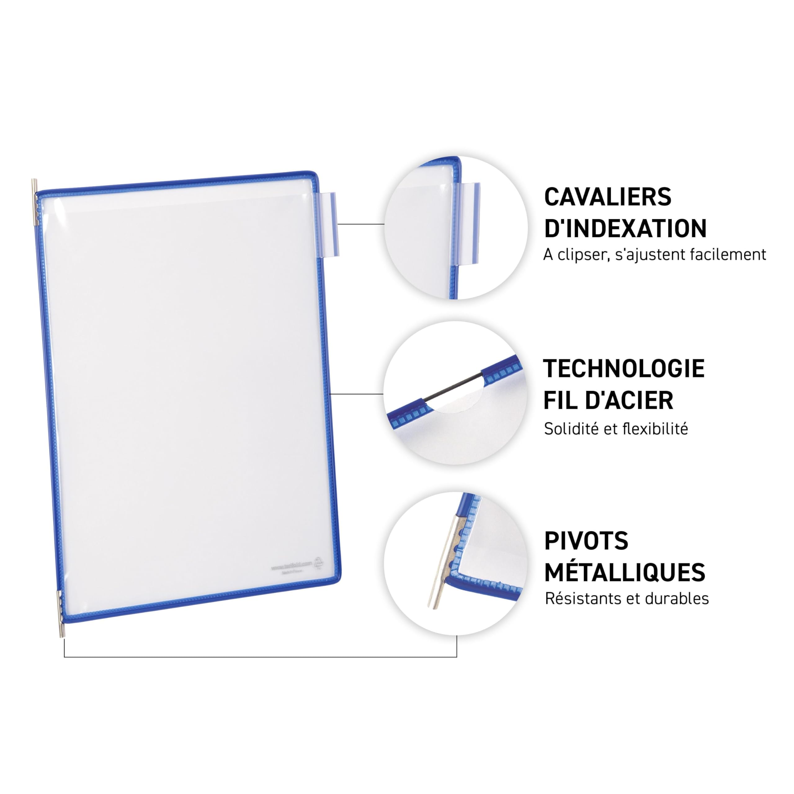 Djois, 413101 - Support Mural Métal Tarifold A3-10 Poches - Bleu