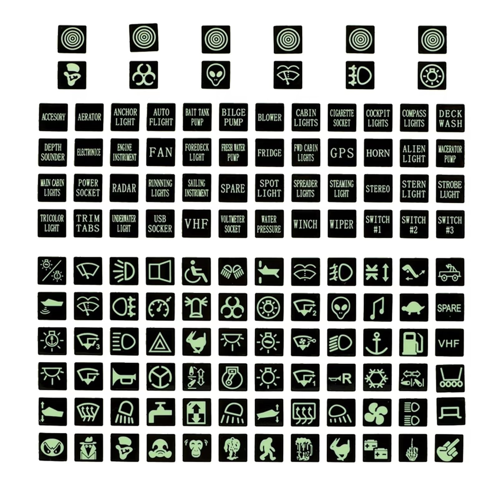 car Switch Stickers Luminous Rocker Switch Label PVC Car Sticker Truck Instrument Circuit Panel Decal Decoration Car Styling Accessories