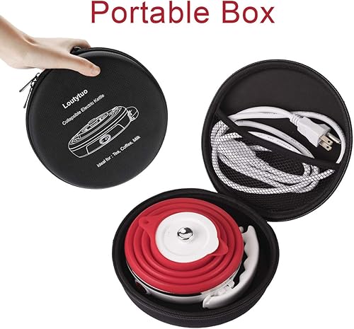 Miniatura 4 de Tetera eléctrica plegable de silicona de grado alimenticio con doble voltaje y cable de alimentación separable 110-220V, para 20.28 onzas líquidas,