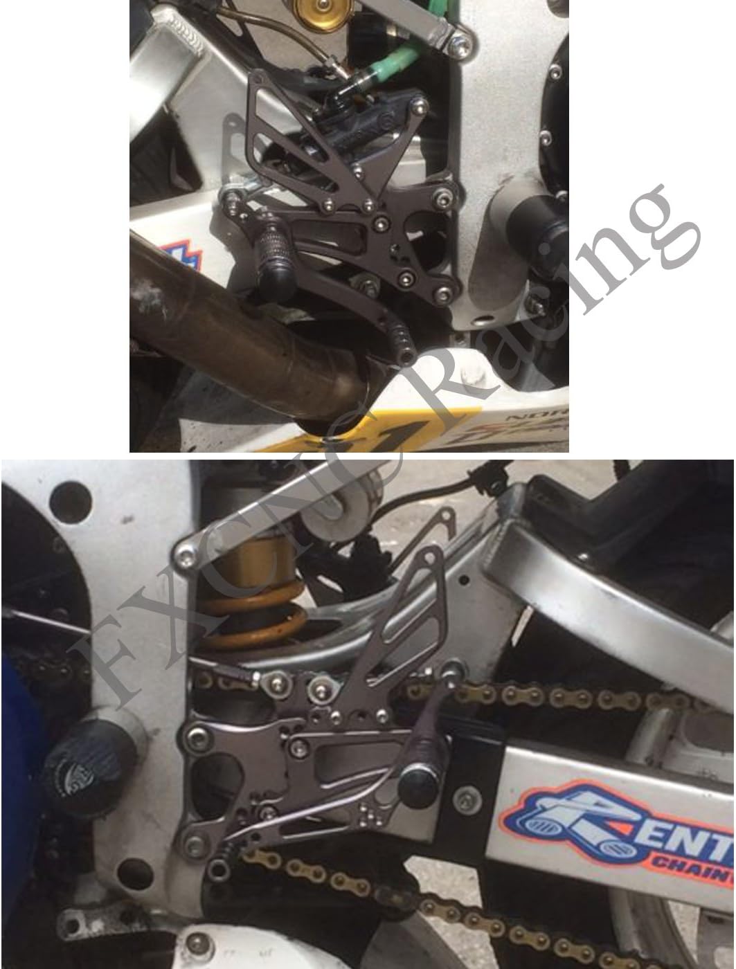 FXCNC CNC R6 Billet Motorcycle Rearset Foot Pegs Rear Set Footrests Fully Adjustable Foot Boards Compatible with YZF R6 YZF600R 1999 2000 2001 2002