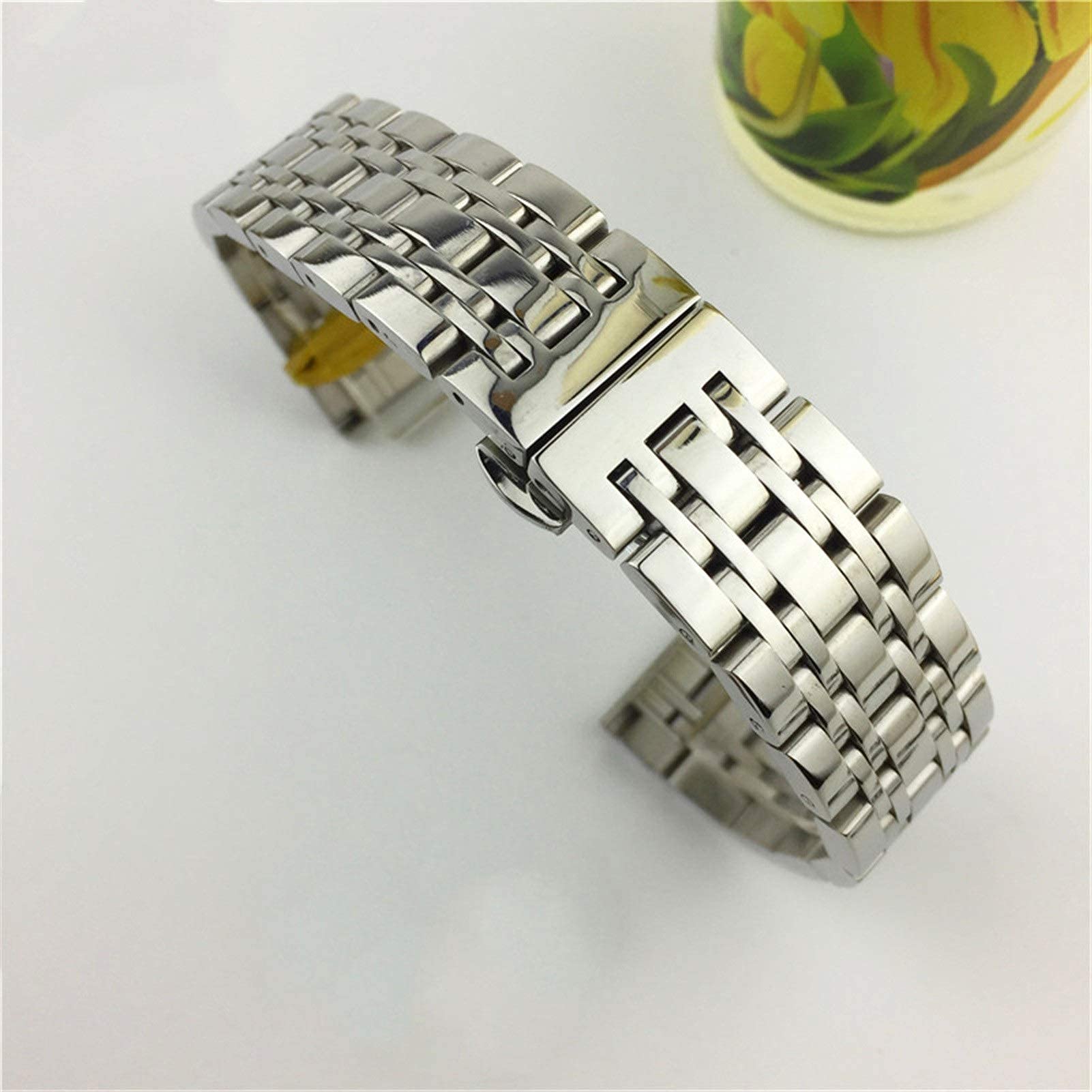 Cinturino per Orologio da 12 mm, 14 mm, 16 mm, 18 mm, 20 mm, in Acciaio Inossidabile Massiccio, con Chiusura a Farfalla, per Uomo e Donna, Bracciale di Ricambio in Metallo Lucido.
