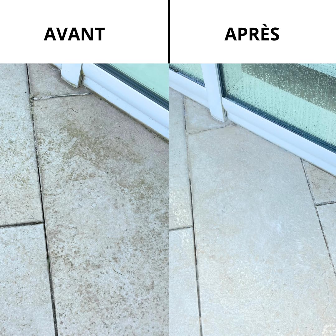 Nettoyant terrasse en pierre, en béton, en carrelage. Dégraisse - rénove les sols encrassés par la pollution et élimine les tâches vertes et noires - agit en 40minutes - FastiSol