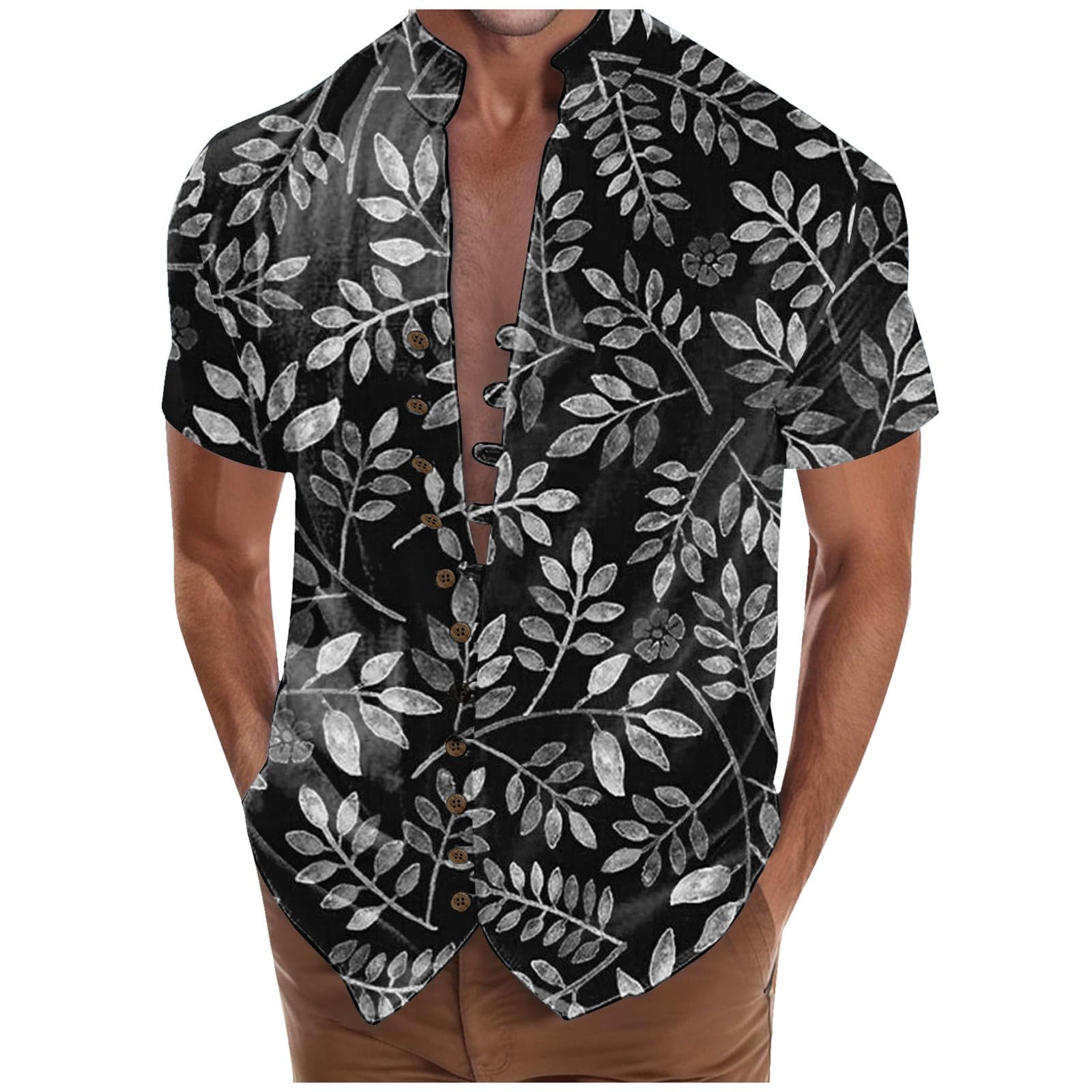 ToySdeal Camisa Hawaiana Hombre Manga Corta Camisa Lino Hombre Manga Corta Camisa Hawaiana Hombre