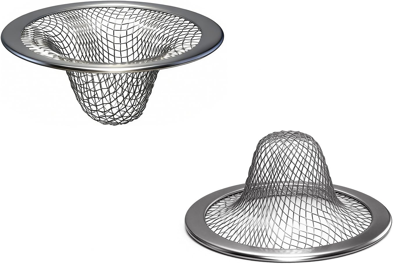 Huntonry 2.215" Top Diameter, 1.0" Basket Small Bathroom Sink Strainer, Little Drain Mesh, Utility, Slop, Laundry, RV and Lavatory Sink Drain Strainer Hair Catcher. Stainless Steel.