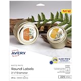 Avery Printable Blank Round Labels, 2.5" Diameter, Matte White, 225 Customizable Labels (22562) – view 1
