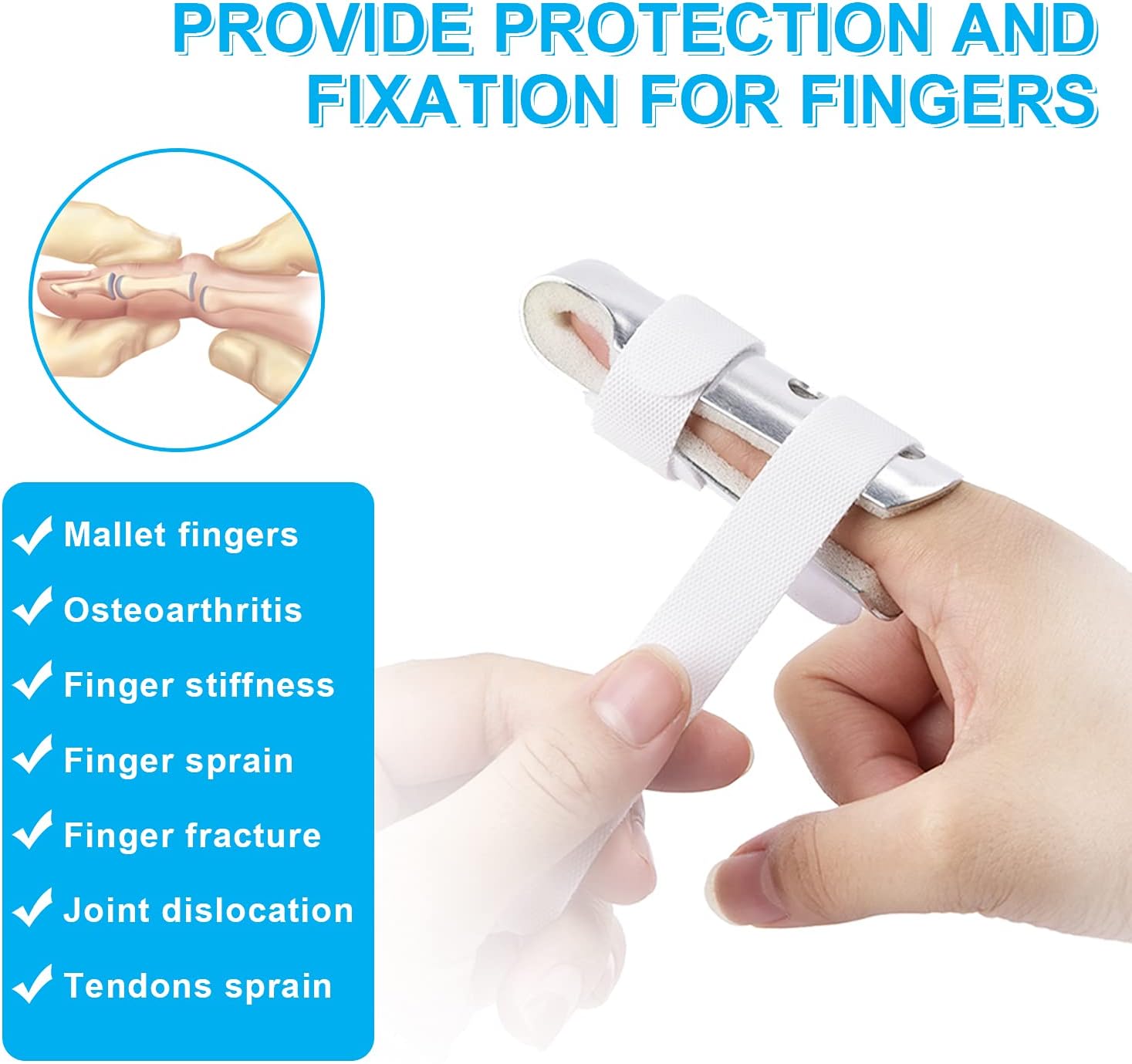 Sopito Finger Splint, 3PCS Finger Support Brace Finger Stabilizer for Broken Fingers Straightening Arthritis Knuckle Immobilization : Health & Household
