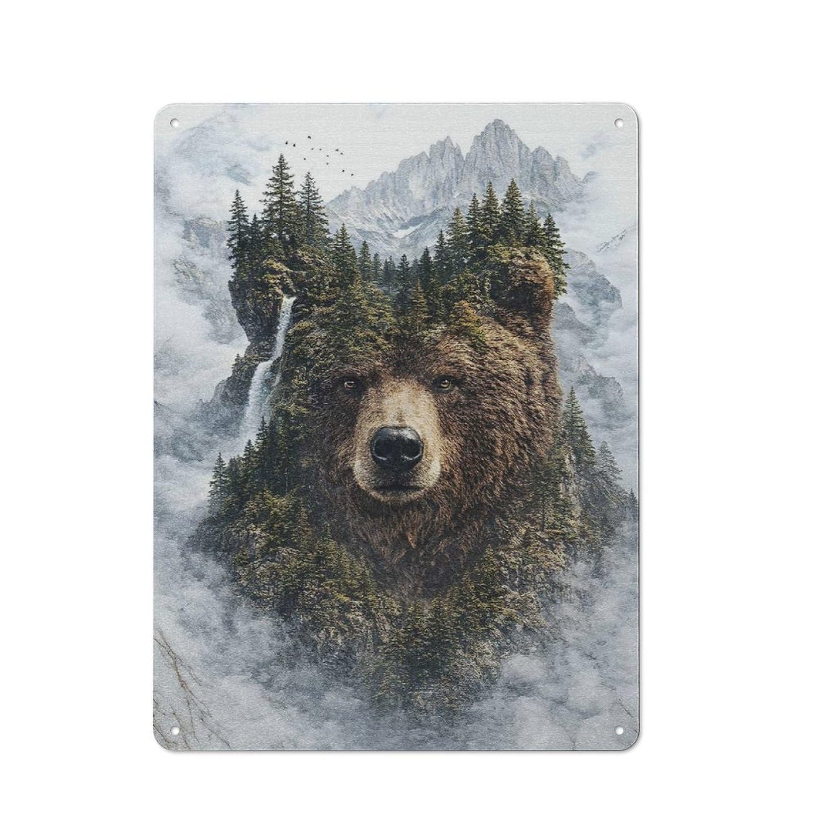 Junmoney Style-4 Outdoor Room Shed Metal Sign 40X30cm Featuring Bear The Forest’s Timeless Guardian, Utility Space Decor For Patio Bar, Workshop, Shed Or Kitchen