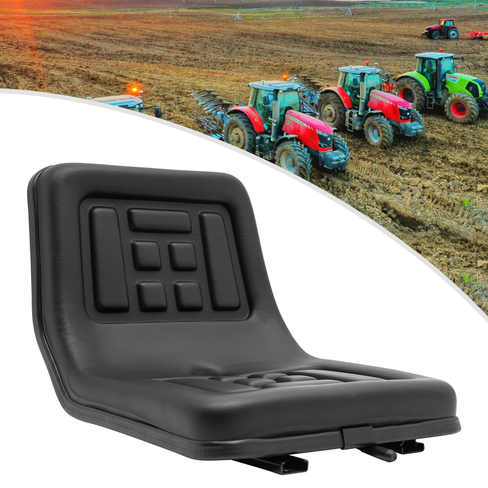 Traktorsitz aus PVC Schwarz Ergonomisches Design Verstellbar 15 cm Tragfähigkeit 100 kg Eignet Sich für Traktoren Erntemaschinen Rasenmäher Gabelstapler