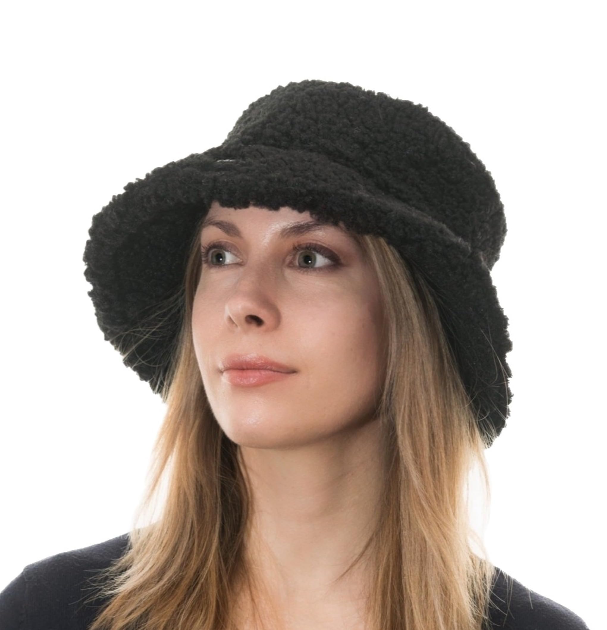 CRAGGI Borg Bucket Hat Black Sherpa Teddy Hat
