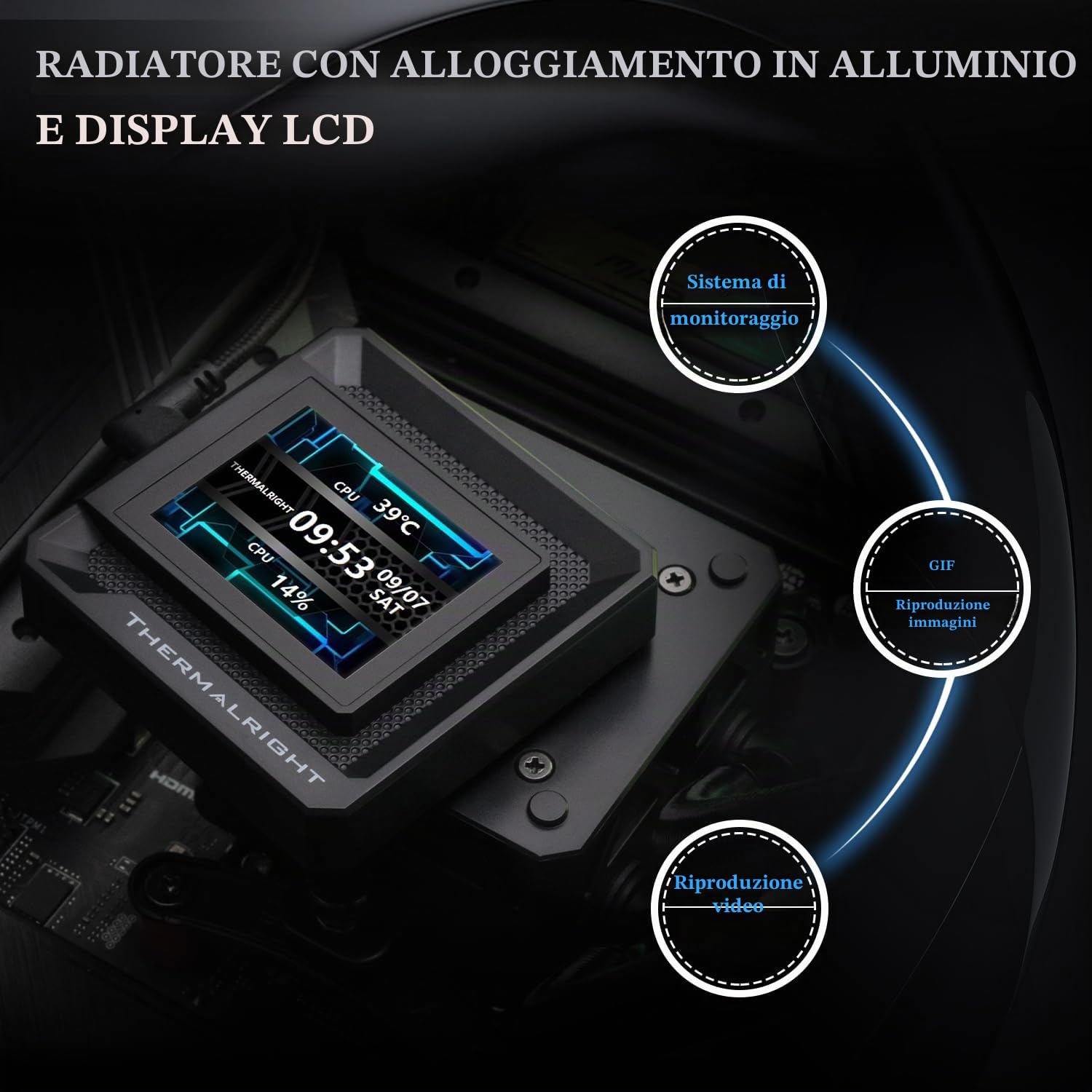 Thermalright FW 120 SE ARGB Nero Raffreddamento a Acqua per CPU, 120mm AIO, con Ventola ARGB 2000 U/min, Display da 2 Pollici 320x240 Risoluzione, per AMD AM4/AM5, Intel LGA1700/1851/115x/1200