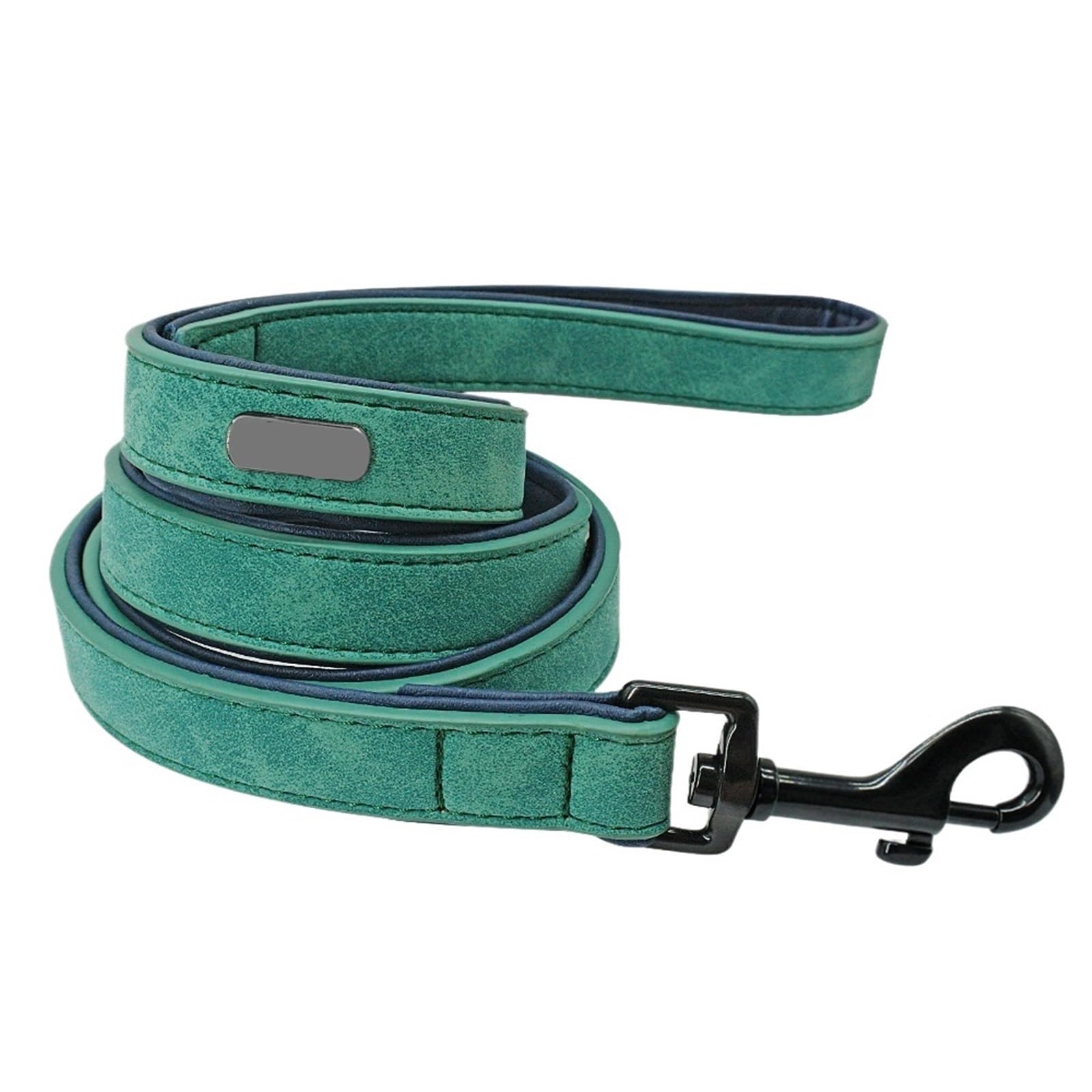 Laisse pour chien – 2 couches en cuir souple avec poignée rembourrée (vert, taille S)