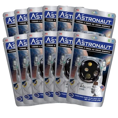 Astronaut Foods Sandwich de helado liofilizado, postre espacial de la NASA, galletas y crema, 12 unidades