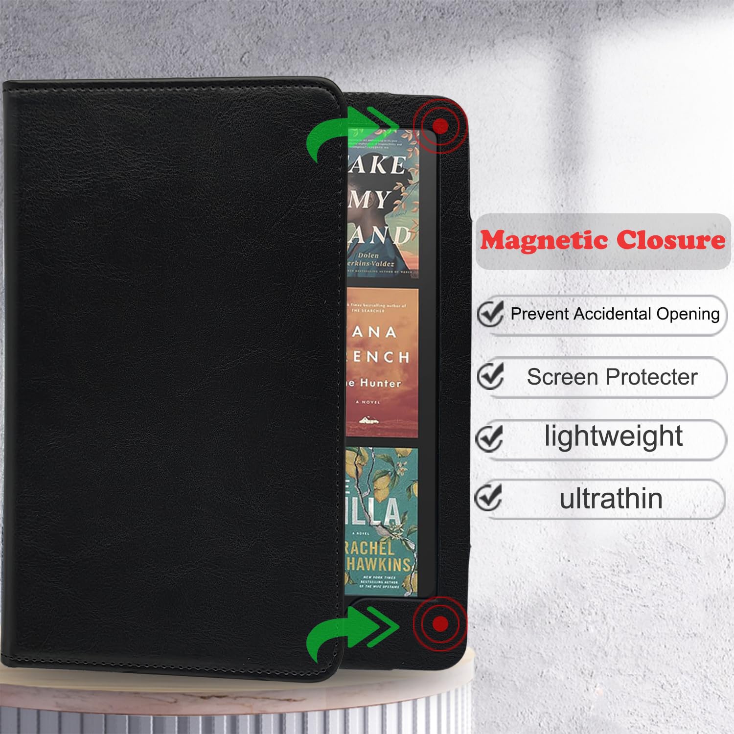 Custodia con supporto per Kindle Paperwhite da 7"/6" (12a/11a generazione-2024/2021) e Kindle Colorsoft Signature Edition, custodia in PU con funzione di accensione e spegnimento automatico