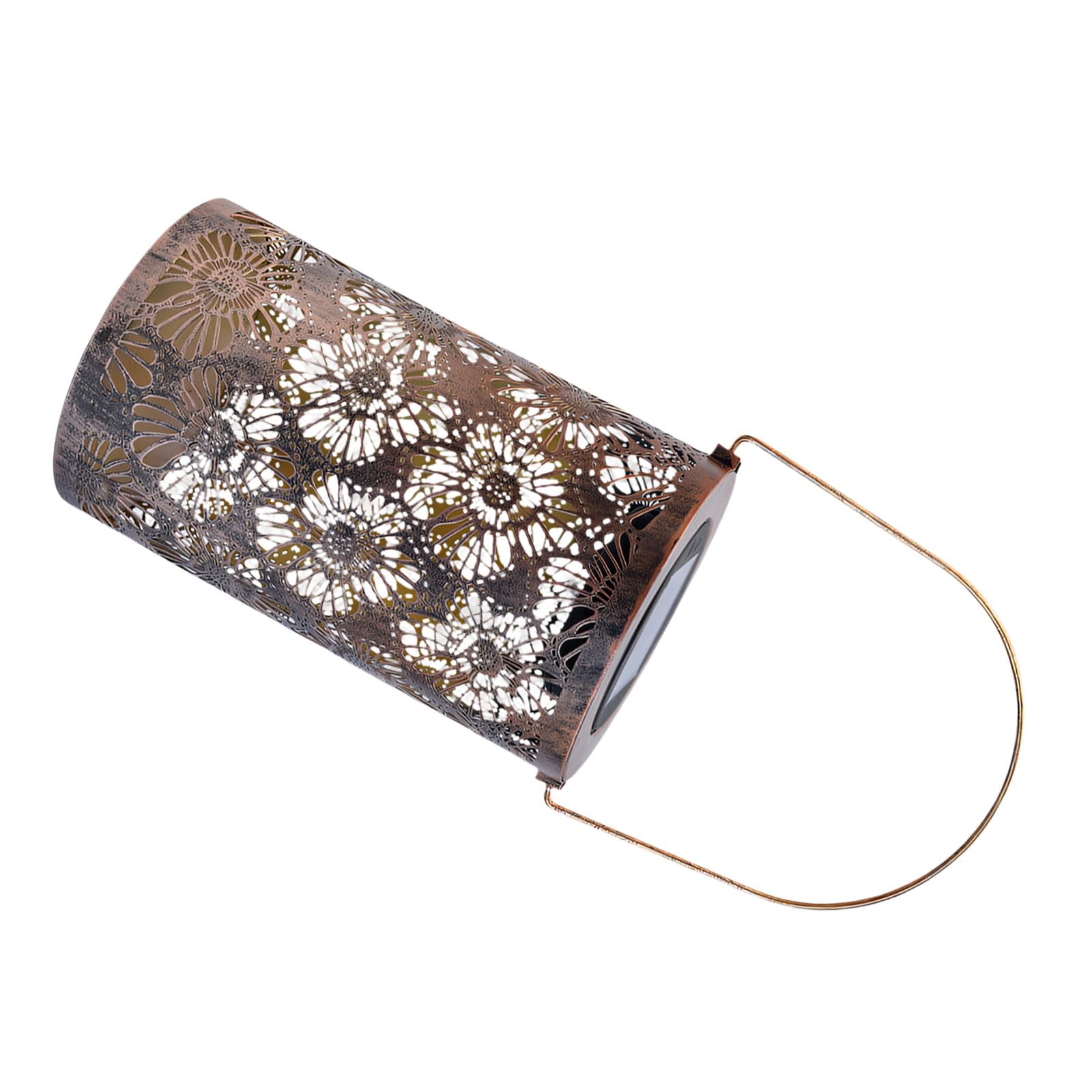 Luz solar de hierro forjado con patrón floral calado para decoración de exterior