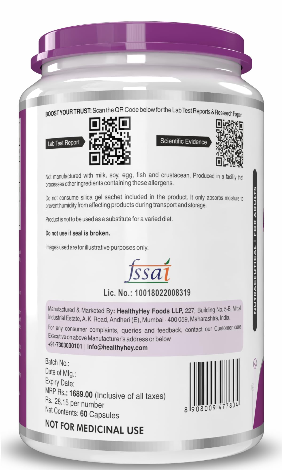 HealthyHey Nutrition Alpha Lipoic Acid - ALA-60 Veg. Capsules - Gluten Free & Non-GMO — Amazon image 9