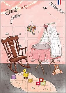 Calendrier de l’Avant Naissance | 25 Astuces Futurs Parents | Grande Carte A3 Illustrée | Sans Chocolat | Cadeau de Grossesse & Baby Shower | Avec Chevalet Carton Adhésif
