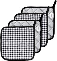 Vista 28 de Joyhalo Paquete de 4 agarraderas para ollas de cocina, agarraderas de horno de algodón con gran resistencia al calor, almohadillas térmicas